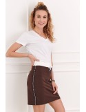 Sports mini skirt with a stripe, brown FI510 - Online store - Boutique